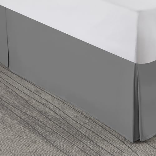 Image of Nestl Grey Blue Bed Skirt Cal King Size - Cal King Bed Skirt 14 Inch Drop - Brushed Microfiber Bed Skirts - Hotel Quality Pleated Bed Skirt - Shrinkage & Fade Resistant