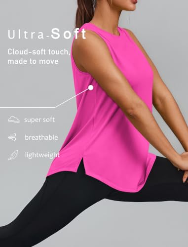 Image of PINSPARK Workout Tank Tops for Women UPF 50+ Side Slits Athletic Gym Shirt