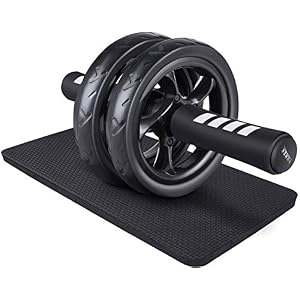 Ab Roller Buikspierwiel met Extra Dikke Antislip Knie Mat, Buikspier Trainer voor Thuis Workout, Comfortabele Handgrepen en Stabiel Dubbel Wiel voor Effectieve Core-Training