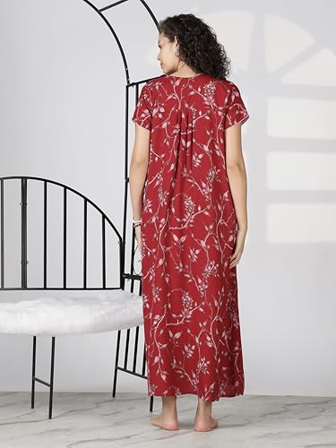 Image of 9shines Label Premium Alpine Maxi Designer Nighty | Floral Print Maxi for Women | Night wear for Women | | Full Length Night Gown for Women | Night Dress for Women Stylish (2467)