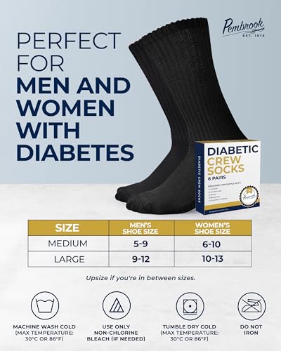 Pembrook Diabetic Socks for Men and Women - Non-Binding Neuropathy Socks