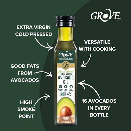 Image of Grove Garlic Extra Virgin Avocado Oil Cold Pressed High Heat Cooking, 8.4oz