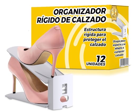 Organizadores de Zapatos Ajustable Blanco , Soporte de Zapato de Altura Apilable , Organizador para Armario , Zapatera Simple , Organizador Calzado Estrecho , Ahorro de Espacio Plegable - 12 Piezas