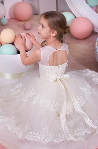 MCieloLuna Elegant Lace Flower Girl Dress Tiered Puffy Tulle Princess Pageant Ball Gown Toddlers First Communion Dresses4