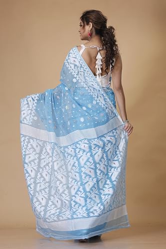 Image of OISHANI SAREE GHOR Women's Traditional Bengal Cotton Silk Soft Jamdani Saree - Beautiful design and Quality - Without Blouse Piece
