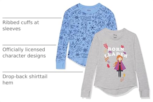 Image of Amazon Essentials Disney | Marvel | Star Wars | Frozen Girls and Toddlers' Long-Sleeve Cotton Thermal T-Shirts, Slim Fit, Pack of 2