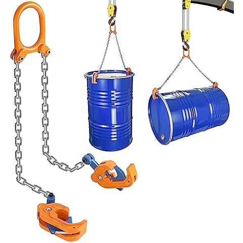 GPOAS Updated Chain Drum Lifter 2000 LBS Load Capacity Barrel Lifter G80 Lifting Chain with Upgraded Carbon Steel Hook, Suitable for 55 Gallon Plastic and Metal Drums Cover