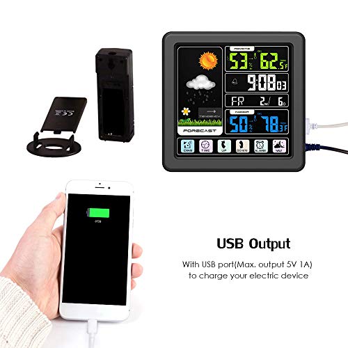 KKmoon Tela LCD colorida sensível ao toque, estação meteorológica sem fio, despertador, termômetro i