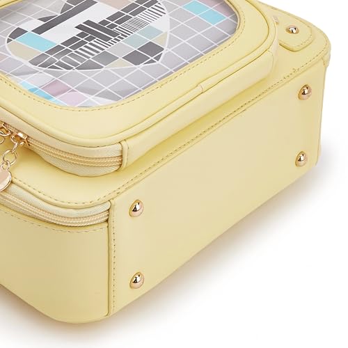Image of Women TV Shape Ita Bag Shoulder Bag Ita Backpack Fun female Clear Window Anime Pins Display Purse (yellow)