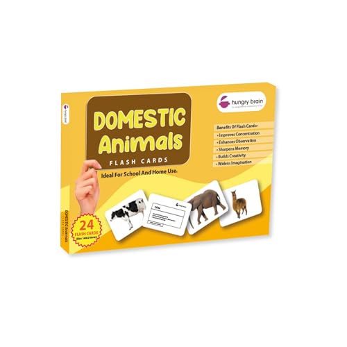 Image of Hungry Brain Domestic Animals Kids Flash Cards | Early Learning Picture Cards | Montessori Educational Toy | Age 3 Month to 6 Years