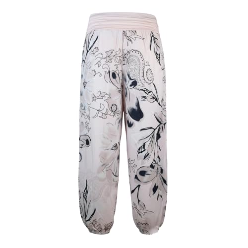 Pantalon décontracté durable imprimé intégral jambes larges rose taille M - 2