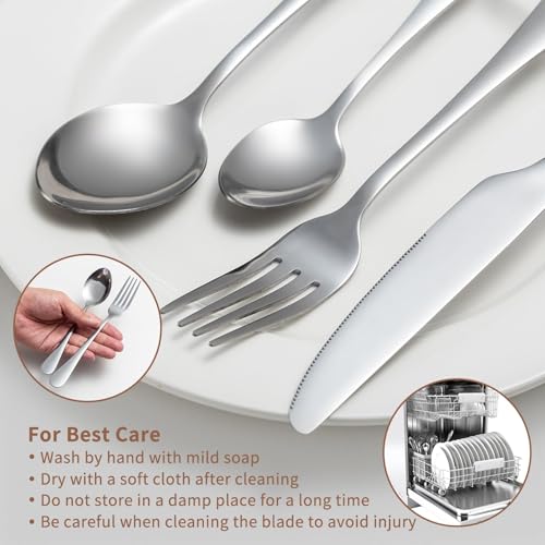 Cutlery Set for 6 People,24 Piece Stainless Steel Silverware Set,Silver Flatware Set with Spoon Knife and Fork,Mixed Cutlery Sets,Dishwasher Safe,Easy Clean, Mirror Polished - Image 6