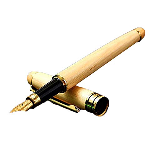 Pluma estilográfica con mango de metal dorado de Brussels08 para estudiantes, profesores, escritores, cumpleaños, negocios, regalo para dibujar, escribir y diario Color aleatorio Cover