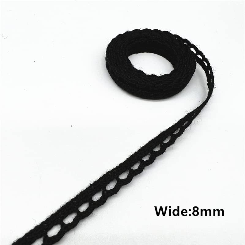 15 Yard Vintage Nastro decorativo in pizzo nero con pizzo decorativo in pizzo all'uncinetto per fai da te, cucito, orecchini, collane, decorazioni, scrapbooking, confezione regalo, 1 cm