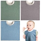 Foaincore 3 Pieces Full Coverage Toddler Bibs Pullover Baby Bibs Absorbent Cotton Terry Towel Toddler Bibs (Stylish Colors)