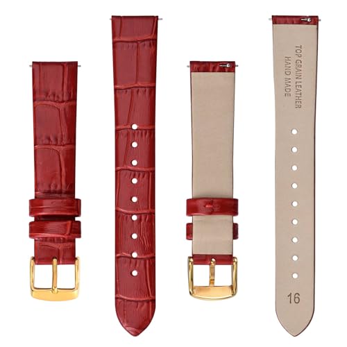 Correa de reloj de piel auténtica Ayadoo con sofisticado relieve de cocodrilo 5