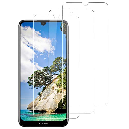 DOSNTO 3 Pack Protector de Pantalla para Huawei Y6 2019/Y6s 2019/Honor 8A, Cristal Templado, Dureza 9H, Resistencia al Desgaste, Resistencia al Rayado,fácil de Limpiar, Sin Burbujas, Funda Compatible