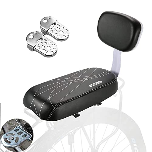 LIBRNTY Asiento Trasero de Bicicleta de montaña,Cojín de Asiento Trasero de Bicicleta,Pedales Traseros de Bicicleta,sillín Trasero de PU Negro,cómodo Asiento de Bicicleta para Adultos