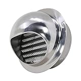 【2025年新型】 TiCoast 丸型フード付ガラリ 100mm 換気口 ステンレス製 通気口 丸型ガラリ 防虫網付 屋内換気口 ダクト用換気口 ダクトホース接続用 パイプ接続用 配管部品用 (シルバー, 100mm)