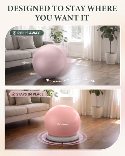 Image of Trideer Yoga Ball Chair with Base for Office Desk, Exercise & Stability Ball Seat, Pilates Ball for Core Training, Pregnancy Ball, Back Pain Relief & Active Sitting