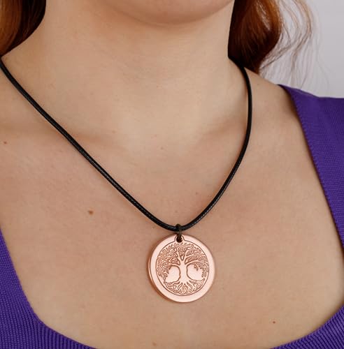 DEMMEX Tree of Life Pendant Necklace, 2.5mm Thick, 1.5 Inch Diameter, Unisex, Handmade in Turkey, Pure Copper - Polish with Sea Salt Lemon Mix2