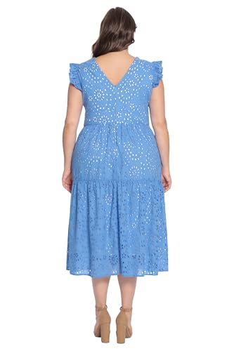 Image of Maggy London Women's Maggy London Women's Dresses Sleeveless V-Neck with Ruffle Shoulder Detail and Tiered Skirt