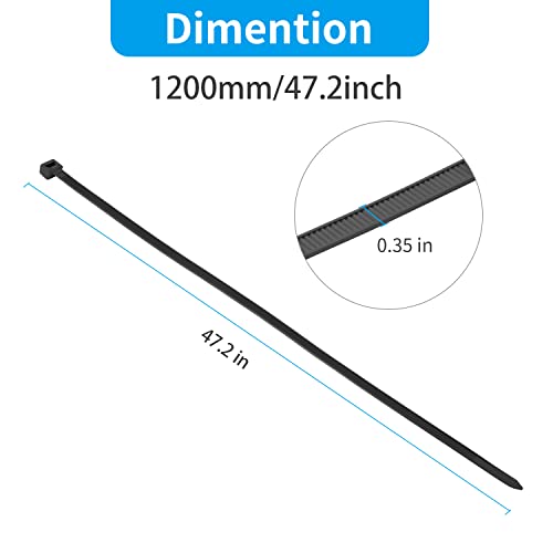 XINGO White Cable Ties Heavy Duty 25 PCS, 1200mm x 9mm Long with 80 KGS Ultra Strong Tensile Strength - Image 2