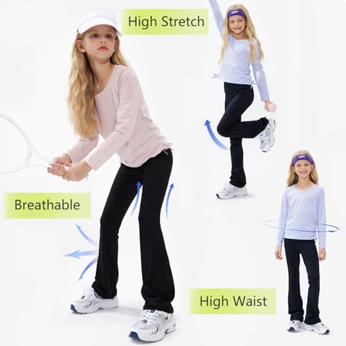 Girls Flare Leggings Teen High Waisted Bell Bottom Pants Dance Yoga Long Bootcut Active Pants for 4-15 Years2