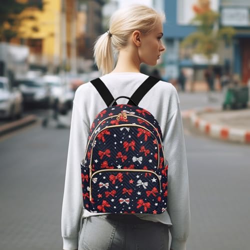 Image of ALAZA Bow Star Red Blue Women Backpack Purse Ladies Fashion Shoulder Bag Daypack Travel Bag 10L