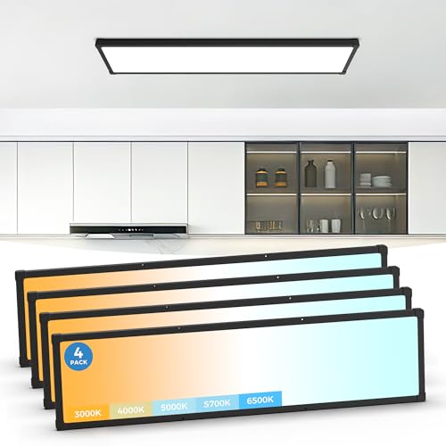 Aphyni 1x4 LED Flat Panel Light Surface Mount 4Pack,5CCT Selectable,Black