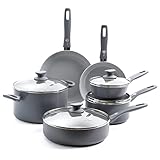 GreenPan Dover Healthy Ceramic Nonstick, 10 Piece Cookware Pots and Pans Set, PFAS-Free, Dishwasher...