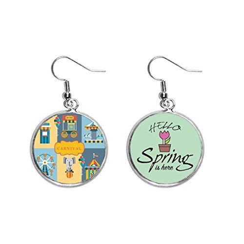 Pendientes de primavera con ilustración de parque de atracciones divertido joyas colgantes