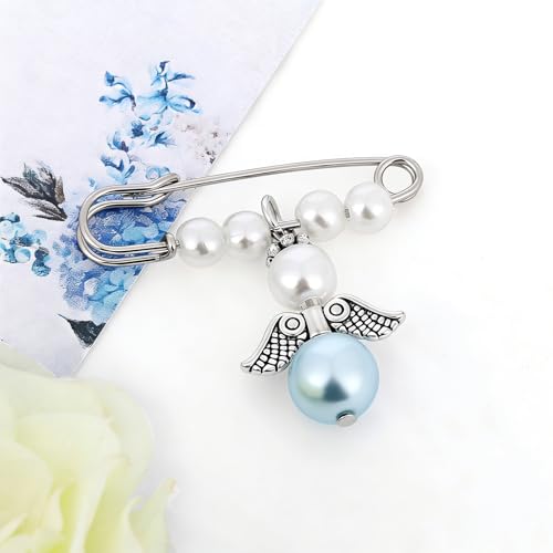 ROUMEINY Something Blue Angel Memory Bouquet Charm, Wedding Memorial Gift for Bride, Guardian Angel Charm Wedding Accessory, Huge From Heaven for Deceased Loved Ones - Thumbnail 2