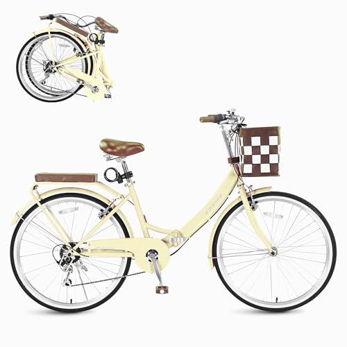 Foldable Beach Cruiser Bike for Women, 24/26 Inch...