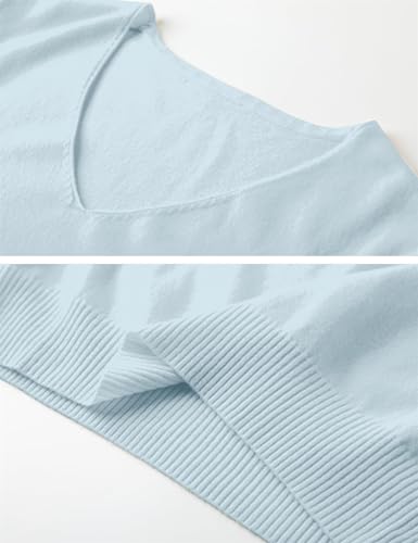Image of DAIMIDY Women's Short Sleeve Sweater V Neck Summer Knit Tops | Business Casual Tops| Soft,Lightweight,Breathable and Comfortable| Perfect for Shopping,Date,Vacation,Daily Wear Etc.