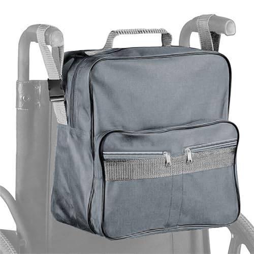 XFLYP Wheelchair Bag, Deluxe Wheelchair Backpack for Back of Chair, Back of Seat Bag for Mobility Scooters, Wheelchair Storage Accessories, Rear Backpack Pouch Water Resistant Strong(Grey)