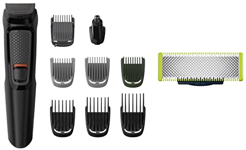 PHILIPS Multi Grooming Kit For Men Mg3710/65, 9-In-1 (New Model), Face, Head And Body, 60 Mins Run Time & Oneblade Replaceable Blade Pack Including 1 Replaceable Blade, Qp210/51 (Lime) (Image - 1)