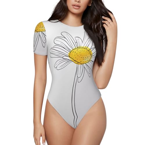 MROWYC Body à col rond et manches courtes pour femme, Noir , M-3XL