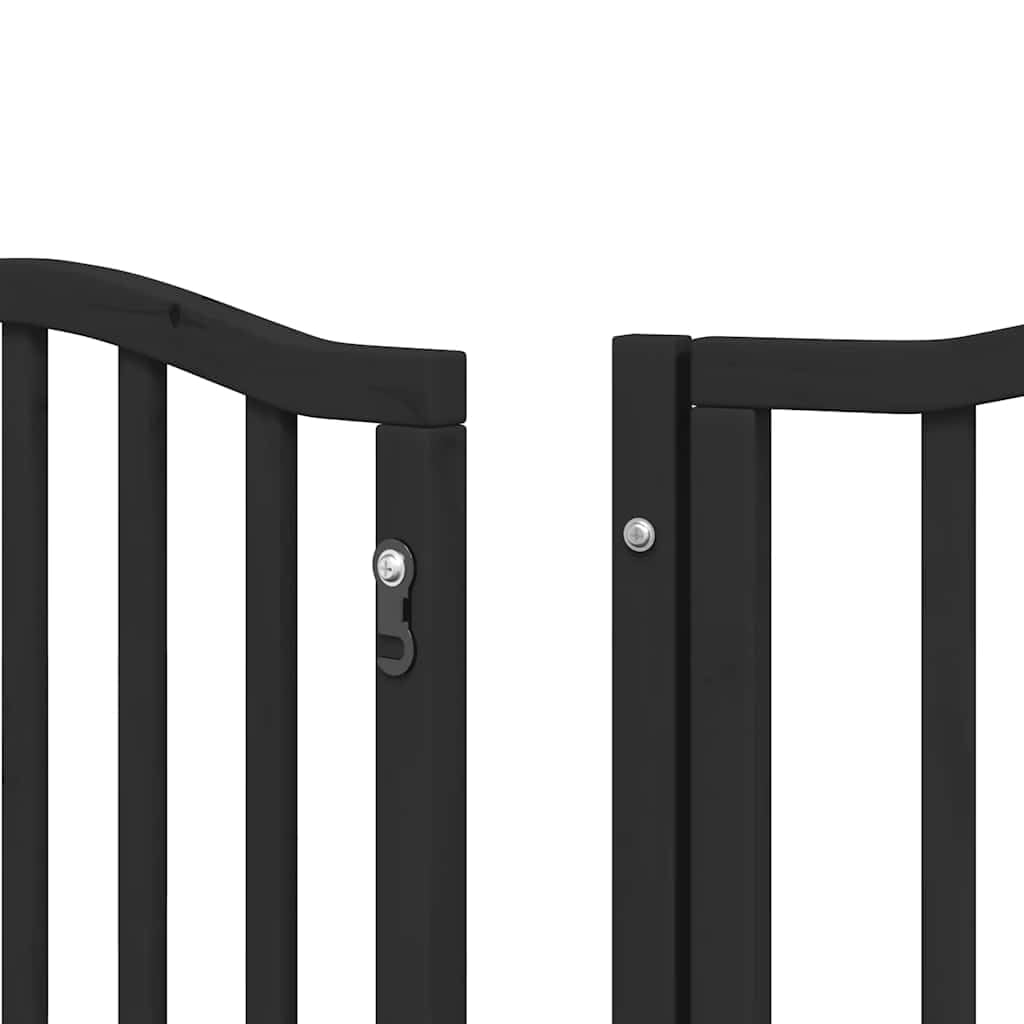 12-TLG. Puerta plegable para perros de madera de álamo, color negro, 600 cm, con puerta, independiente, para jardín, terraza, patio, exterior, protección segura para cachorros y perros en el