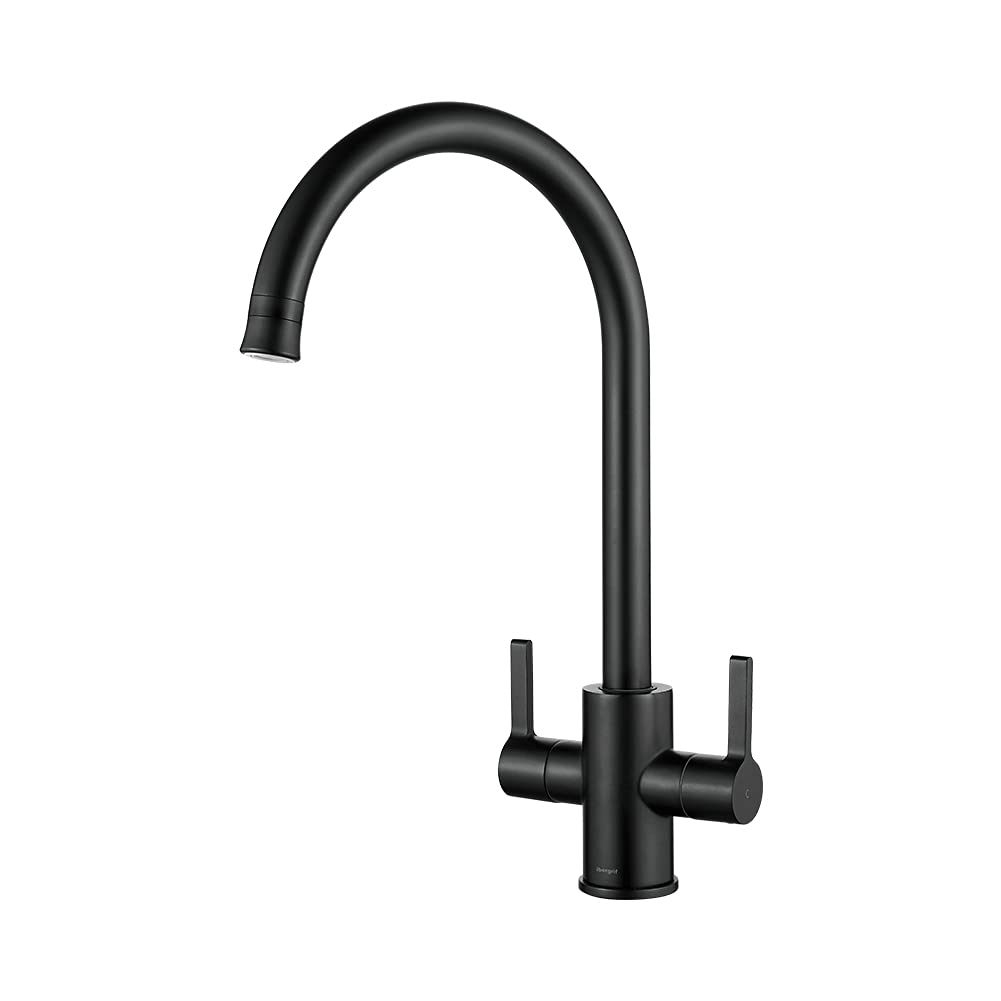 Ibergrif, Kitchen Tap with 2 Spray Function, Two Lever Sink Mixer, High Spout