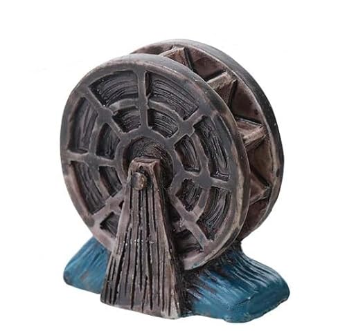 Jinshining Waterwheel Miniature Fairy Garden Accessories,Miniature Pond Lawn Ornament Figurines, Mini Lighthouse Water Well Bridge Figurines, Micro Landscape Ornaments for Garden DIY Kit Statues