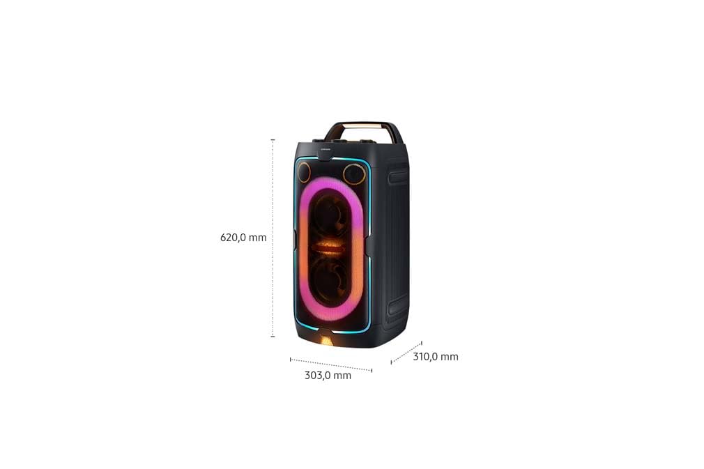 Samsung Sound Tower MX-ST40F/ZG Bluetooth Lautsprecher, Große Partybox & Musikbox mit Akku, 12 h Akkulaufzeit, 160 W, IPX4 wassergeschützt, Karaoke & Bass Booster, Tragbare Soundbox mit LED-Effekten