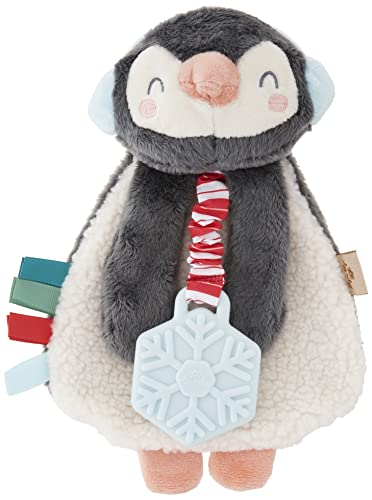 Image of Itzy Ritzy - Itzy Lovey Including Teether - Baby Lovey with Teether, Textured Ribbons & Dangle Arms - Features Crinkle Sound, Sherpa Fabric and Minky Plush (North The Penguin)