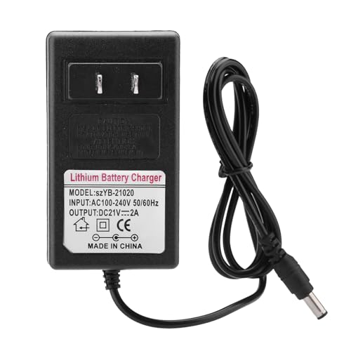 21V 2A Lithium Battery Charger, 21 Volt Power Adapter for Headlight, Toy Car, Balance Car - AC 100-240V Adapter with LED Indicator (US Plug 50Hz/ 60Hz)