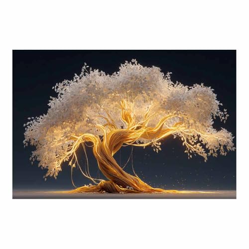 Impression sur toile arbre de vie poster nature grand format 80x120cm blanc