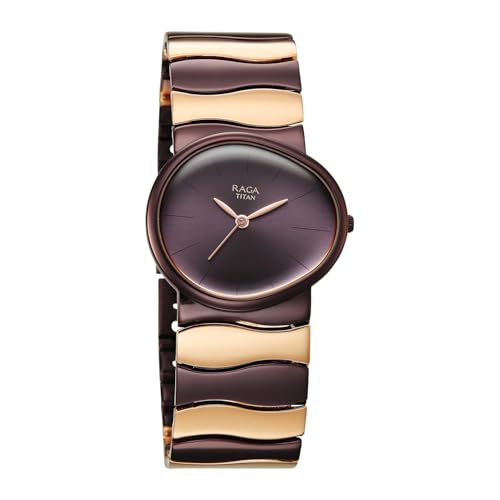 Image of Titan Raga Sierra with Prune Dial Prune&Rose Gold Brass Strap Watch for Women - 95389KM01