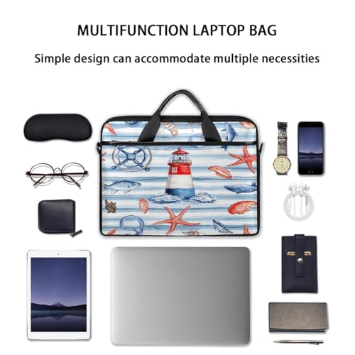 Funda para laptop Nautical Lighthouse Starfish de 15 pulgadas, maletín delgado para computadora portátil con correa para hombro, maletín ejecutivo para mujeres y hombres, bolso mensajero para trabajo, oficina y viajes miniatura 7