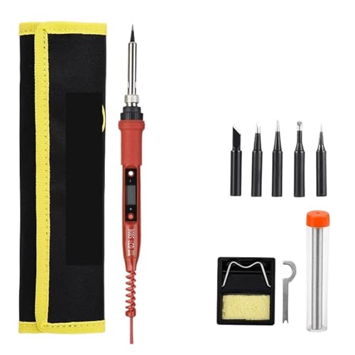 はんだごて セット 電気はんだごてキット 80W LCD デジタルディスプレイ 温度調節可能 はんだごて 溶接 修理ツール DIYや修理に多目的に使える(Red-01)