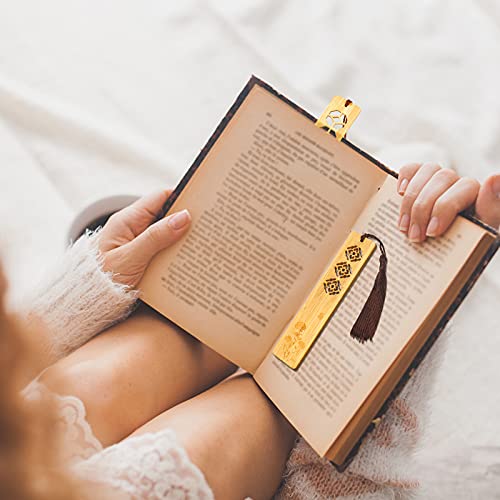 8 Pieces Handmade Bamboo Bookmark Vintage Carving Wooden Bookmark Hollow Blossom Bookmark With Tassel For School Students Teacher Presents Office, 4 Designs #TOP3