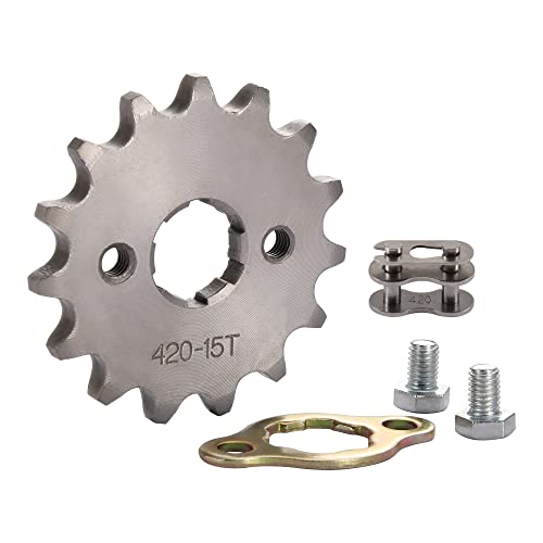 WOOSTAR Moto Piñon Delantero 420 de 15 Dientes 20mm para 50cc 70cc 90cc 110cc 125cc Dirt Pit Bike Mini Bike ATV 4 Wheeler Ciclomotor